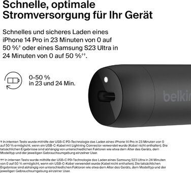 Автомобільний зарядний пристрій Belkin BoostCharge 30 Вт, USB-прикурювач, компактна модель з портом живлення USB-C, сумісний з iPh