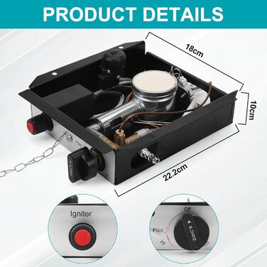 Комплект для заміни газового обігрівача (4 отвори), комплект для заміни газового обігрівача, коробка керування скляною трубою для пропану, контролер впускного повітря для зовнішнього обігрівача, комплект для монтажу на плиту без редукційного клапана