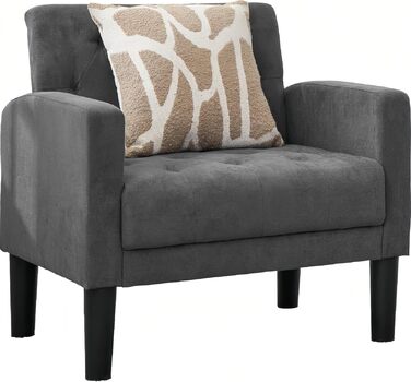 Крісло GRAVFORCE з м&39якою спинкою, зручне та сучасне м&39яке крісло для вітальні, спальні, офісу, крісло для відпочинку, крісло для клубу, вантажопідйомність 136 кг, темно-сіре