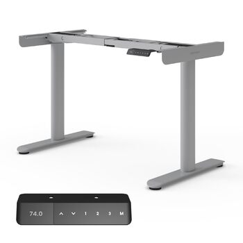Каркас столу з регулюванням висоти, каркас столу з електричним регулюванням висоти, сертифікований TV, стіл з регулюванням висоти та подвійною моторною системою, 7-річна гарантія, платиново-сірий