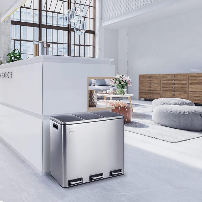 Відро для сміття з 3 відділеннями Відро для паперу 54 л Педальний відро для сміття Відро для сміття Переробка Відокремлення сміття