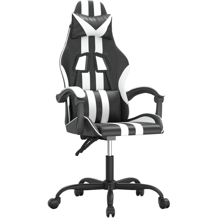 Геймерське крісло з функцією відкидання, штучна шкіра чорний/білий, 57,5x59,5x121-131 см, для ігрового досвіду Модель 3143823