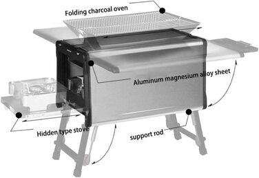 Гриль-барбекю Побутовий вугільний складаний гриль-стійка, алюмінієво-магнієвий сплав Багатофункціональні інструменти для гриля на