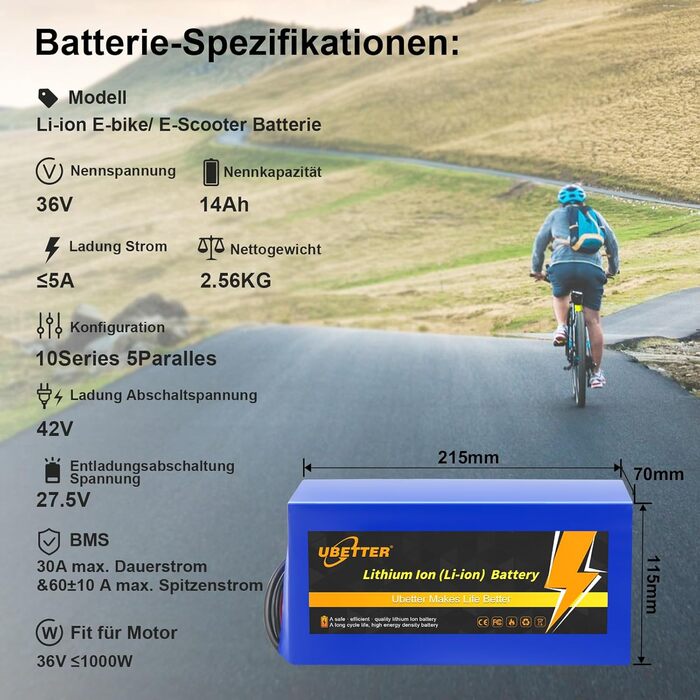Літієва батарея для електровелосипеда 36V 48V, акумулятор для електричного велосипеда, акумулятор для електричного велосипеда 10AH 14AH 20AH із зарядним пристроєм 2A для двигуна електричного велосипеда та скутера потужністю 0-1000 Вт 36V 14AH