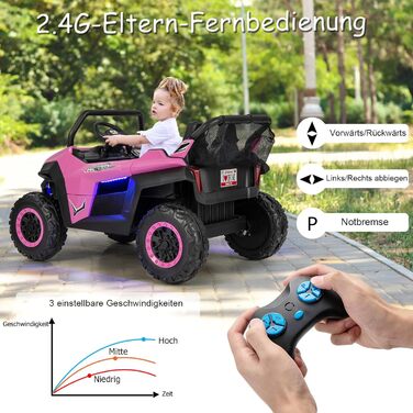 Дитячий 2-місний електромобіль DREAMADE 12V, електромобілі з пультом дистанційного керування 2,4 ГГц, музикою, фарами та USB, елек