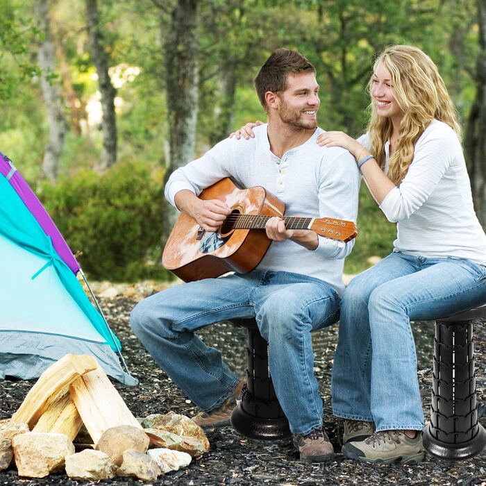 Портативний складаний стілець ALEVMOOM з подушкою, складний кемпінговий стілець, стілець для майстерні, телескопічний складний стілець для дорослих, вантажопідйомність 550 фунтів з сумкою та карабіном (чорний)