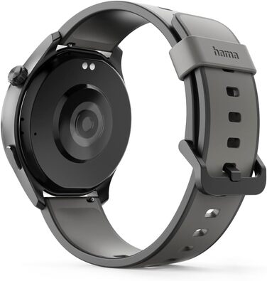 Розумний годинник Hama (сховище музики, кольоровий AMOLED-дисплей 1,43 дюйма, скло Panda Glass, GPS, функція телефону, водонепроникність, WhatsApp, голосовий помічник, трекер сну, 110 спортивних режимів, крокомір, пульсометр тощо) чорний