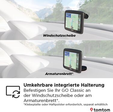Навігаційний пристрій TomTom Car Sat Nav GO Classic 2nd (5-дюймовий, уникнення заторів завдяки TomTom Traffic, оновлення карт для Європи включені, оновлення через Wi-Fi, динамічний асистент смуги руху, інтегрований, двостороннє кріплення) 5-дюймовий станд