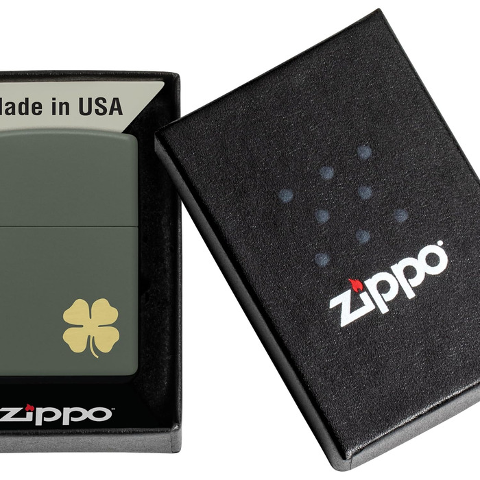 Кишенькова запальничка Zippo Four Leaf Clover Green Matte Кишенькова запальничка