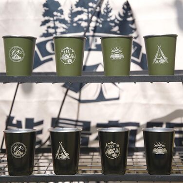 Набір з 4 кемпінгових чашок з нержавіючої сталі об&39ємом 500 мл, для походів та подорожей на природі, нержавіюча сталь 304, штабельовані, легкі, з сумкою для зберігання