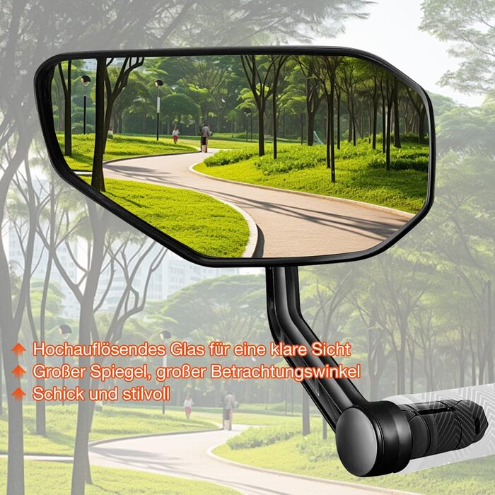 Велосипедні дзеркала, 2 шт., велосипедні дзеркала заднього виду для керма, велосипедні дзеркала зі скляними лінзами, стійкі до подряпин, великі велосипедні дзеркала заднього виду, дзеркала на торці керма для електровелосипедів, ліве та праве (14-20 мм), п
