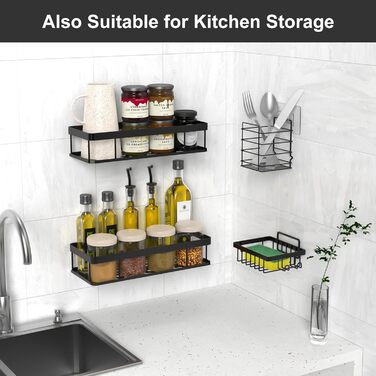 Душова полиця UUlioyer без свердління, водонепроникна та нержавіюча душова полиця, органайзер для полиць у ванній кімнаті 4 шт. ,