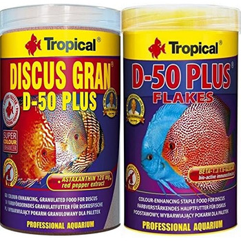 Корм для дискусів Tropical Discus Gran D - 50 Plus, 1 літр пластівці Discus Flakes D - 50, 2 упаковки, 1 літр