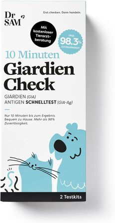Експрес-тест для собак та котів - 2-кратний тест на лямблії для домашнього використання, для виявлення кишкових паразитів та діареї, швидкі результати та висока надійність, включаючи консультацію ветеринара