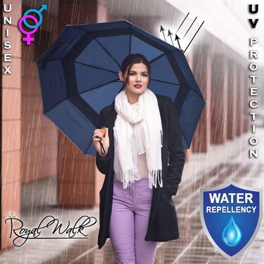 Парасолька Royal Walk Складна парасолька Штормозахисна Автоматична Увімкнена та Закрита Вітрозахисна Подвійний навіс Маленька стай