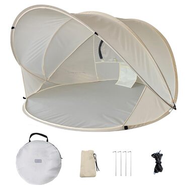 Розкладний пляжний намет, захист від ультрафіолету, легкий всепогодний пляжний намет для саду та пляжу, бежевий