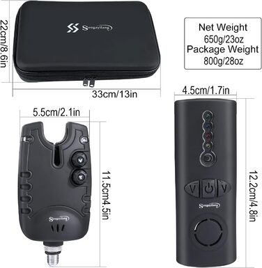 Комплект сигналізаторів клювання для коропа Sougayilang, 41 бездротових світлодіодних сигналізаторів клювання з портативною коробкою на блискавці для різних типів вудок, дитячий