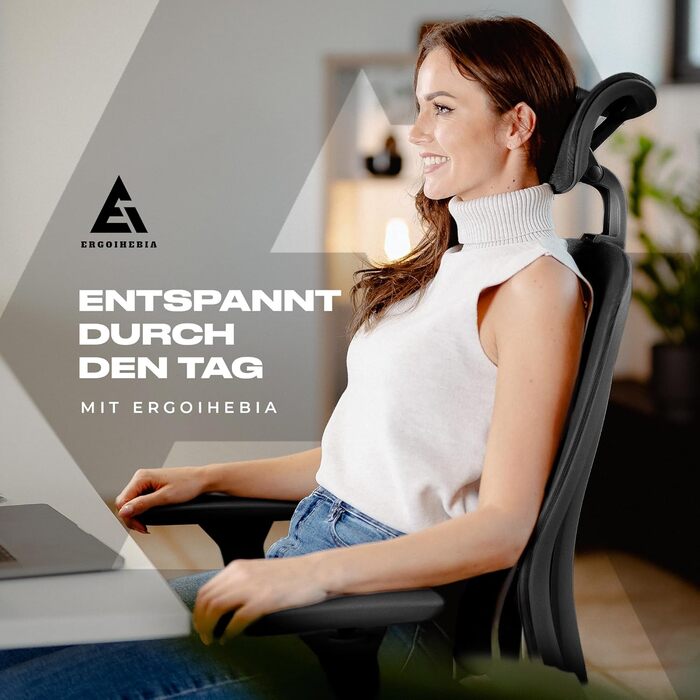 Ергономічне офісне крісло, переможець тесту, стілець для роботи регульована підтримка голови та попереку Ергономічне офісне крісло з підлокітниками Офісне крісло з колесами, зручне для спини, до 150 кг, чорний колір