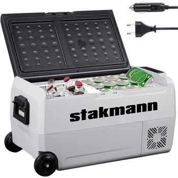 Портативний холодильник STAKMANN з компресором 12 В 220 В, холодильна камера з 2 відділеннями, колесами та бічними ручками, AC-DC