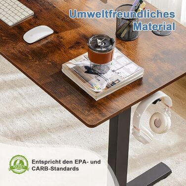 Стіл з регульованою висотою, ергономічний електричний стіл 120 x 60 см, стіл для роботи стоячи, стіл з регульованою висотою, офісний стіл, підходить для офісів, дому та інших місць (коричневий) 4824-brown