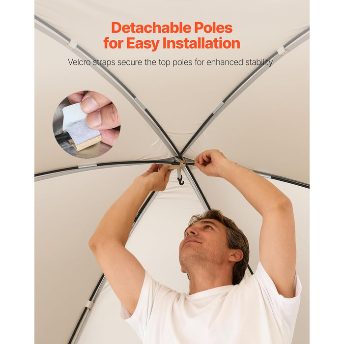 Намет-будинок VEVOR, 3 x 2,8 м, 4-8 осіб, розкладний намет для забезпечення приватності, портативний, екранований, з сумкою для перенесення, сітчастими бортами, кілками для землі, для саду, патіо, заднього двору, активного відпочинку на свіжому повітрі, б