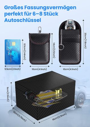 Автомобільний ключ Faraday Box & Bags (2 шт. ), захист мобільного телефону без ключа, блокувальник сигналу для кредитної картки та чорної підкладки автомобіля