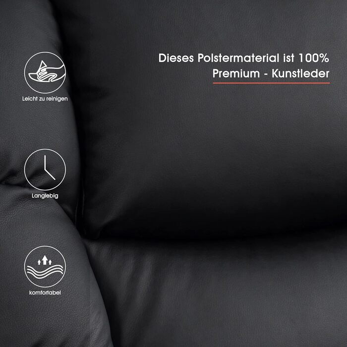 Електричне масажне крісло-реклайнер Крісло для телевізора з функцією відкидання, вібрацією та підігрівом 7061 Нова модель (чорна штучна шкіра)