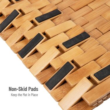 Колекція Mind Reader Bali, розкішний бамбуковий килимок для душу в рулоні, 23.5 'L x 16.5 W x 0.4 H, коричневий, коричневий