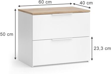 Комод Vicco Wido, полиця з дверцятами, білий/Сонома, 60 x 50 см з 2 шухлядами