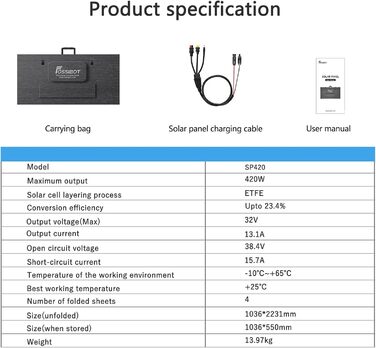 Сонячна панель, Сонячні панелі Складаний сонячний модуль для F2400 F3600 Портативна електростанція, Фотоелектричний модуль сонячна