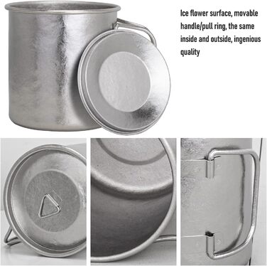 Титанова чашка TiTo, для кемпінгу, чаю, кави, води, надлегка, портативна, посуд, 450 мл, складна ручка, титанова каструля з кришкою, для активного відпочинку на свіжому повітрі, походів, пікніків, посуду для напоїв, синього кольору