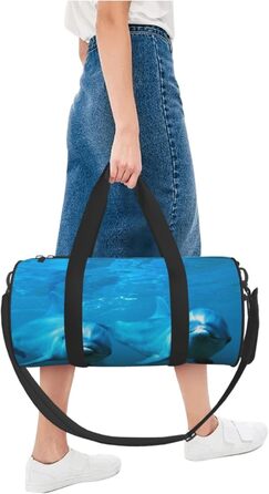 Спортивна сумка, дорожня сумка, з принтом дельфіна, чорна, універсальний розмір