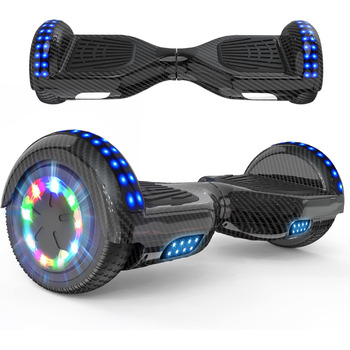 Ховерборди 6,5-дюймові для дітей та підлітків з Bluetooth - світлодіодний з потужним двигуном, подарунок для дітей, чорний колір