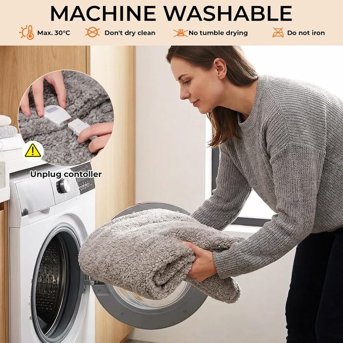 Електрична ковдра з підігрівом TLGREEN з автоматичним вимиканням, імітація овчини, двостороння надзвичайно пухнаста електрична ковдра з підігрівом, 130x180 см, 9 налаштувань нагріву, таймер, затишна ковдра, можна прати для дивана, софи, офісу, домашнього 