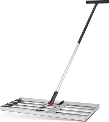 Гребінь для газону з нержавіючої сталі 75x35 см - професійний вирівнювач для газону з ручкою - для розрівнювання, підсипання піском та догляду - ергономічний інструмент для вирівнювання газону, що зберігає спину