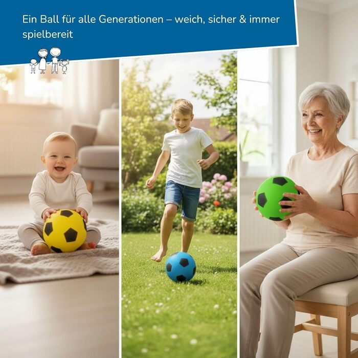 Пінопластовий м&39яч alldoro, Ø 20 см, надзвичайно м&39які софтбольні м&39ячі, футбольні для дітей від 0 років, тихі та легкі, м&39яч для використання в приміщенні та на вулиці, упаковка з 6 шт. жовтого кольору