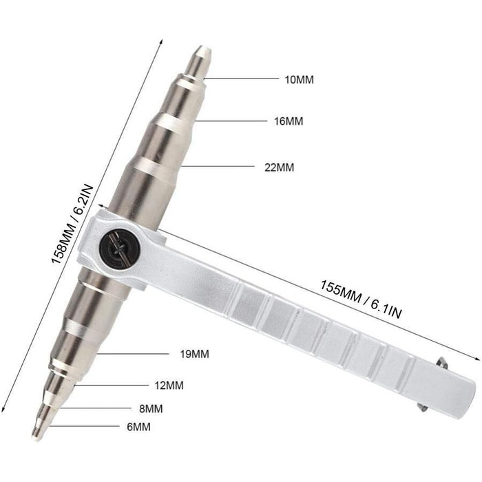 Розширювач алюмінієвих труб, розширювач мідних труб з нержавіючої сталі, ручний розширювач мідних труб для обслуговування та ремонту кондиціонерів 6-22 мм