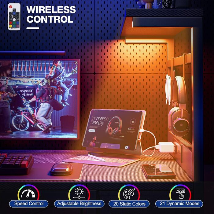 Ігровий стіл Grandder, 120x50 см, ігровий стіл з розеткою та світлодіодним освітленням, комп&39ютерний стіл з двосторонніми полицями та шухлядою, ПК-стіл для домашнього офісу з відділенням для зберігання, чорний колір під карбон 120 x 50 см, чорний