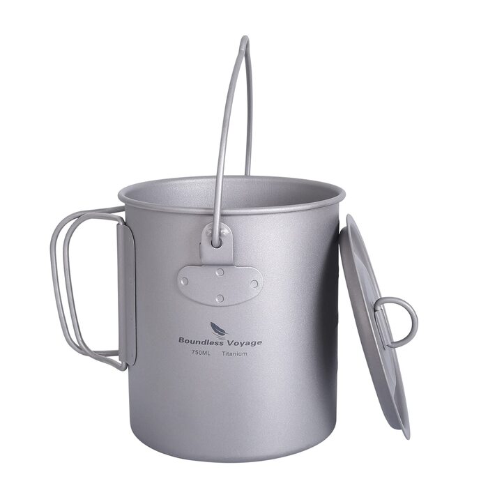 Безмежна подорож Відкритий 300 мл 750 мл 1100 мл 1300 мл 2900 мл Титанова каструля з кришкою Складана ручка для кемпінгу, походів, пікніка Надлегка портативна пляшка для води Чашка для спорту Набір сірих