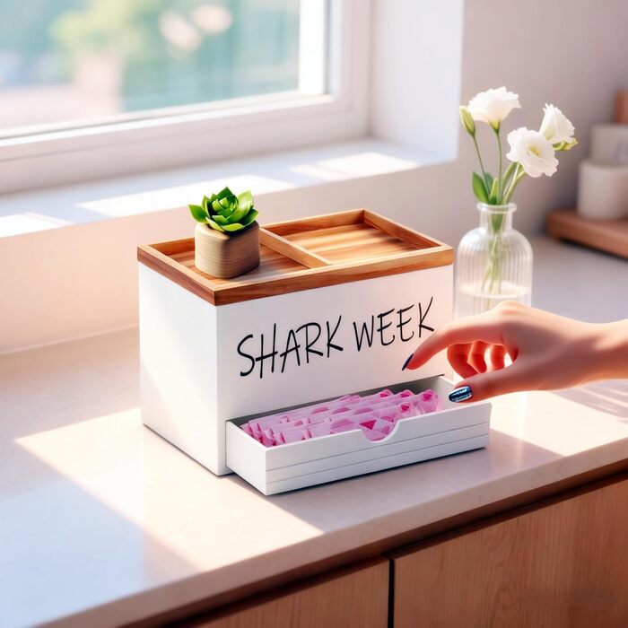 Коробка для зберігання тампонів з 3 відділеннями, кришкою та шухлядою дерев&39яний органайзер для ванної кімнати диспенсер для ватних дисків, ватних паличок, тампонів та гігієнічних прокладок