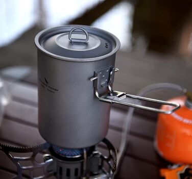 Мл Титановий кухоль Кемпінговий горщик Каструля для приготування їжі Зовнішня легка чашка для кави зі складною ручкою та кришкою П