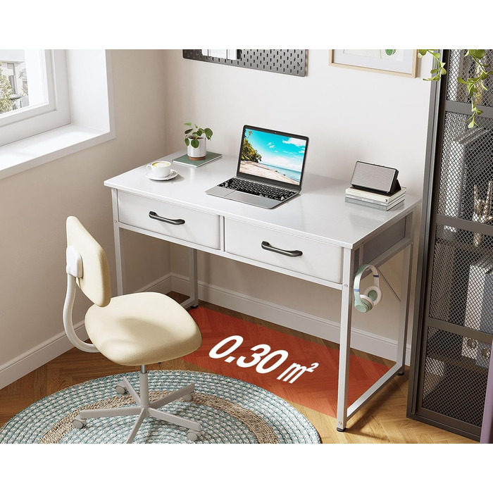 Стіл з 2 шухлядами, маленький стіл з підставкою для навушників, офісний стіл Стіл для ПК офісний стіл для офісу, вітальні, домашнь