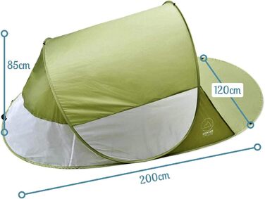 Пляжний намет, що розкладається, вітрозахисний намет на пляжі, блискавично швидкий, самовстановлюваний сонцезахисний намет, автоматичний намет із захистом від ультрафіолету, зелений