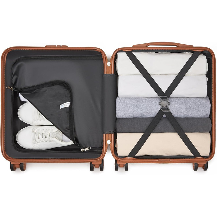 Маленька легка валіза KONO з твердої оболонки 16 дюймів з ABSPC та кодовим замком, ручна поклажа на 4 колесах для Ryanair та easyJet, 45x35x20 см, кремово-білий колір