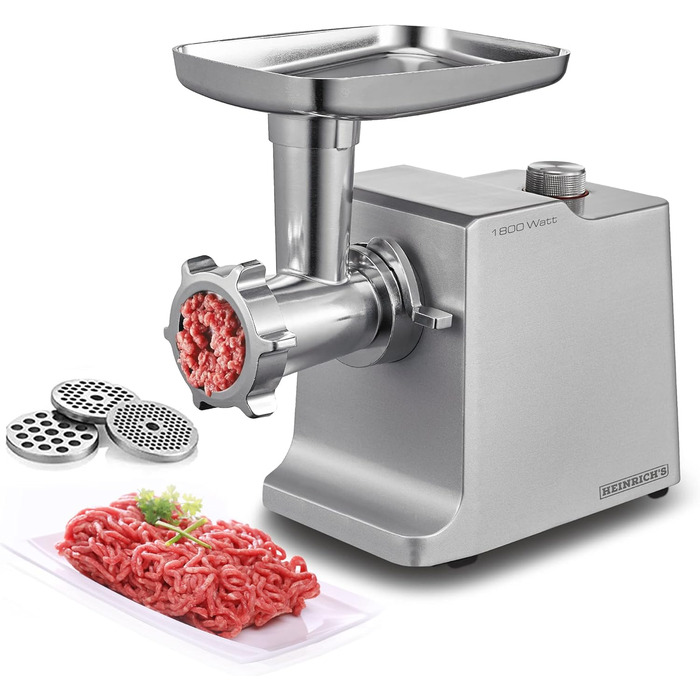 Електрична м'ясорубка та ковбаса вкл. 3 різних сита для фаршу насадка для жування насадка для ковбас пробка, двигун 1800 Вт, профе