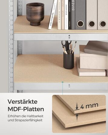 Надміцний стелаж, комплект з 2 шт., підвальні полиці, стелажі для зберігання, 40 x 80 x 160 см, сталевий каркасний стелаж, вантажопідйомність до 520 кг, 4 регульовані полиці, сріблястий GLR044E02 2 сріблястий