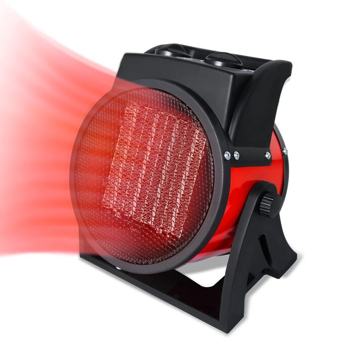 Електричний керамічний обігрівач UISEBRT потужністю 2000 Вт, енергозберігаючий електричний вентилятор-обігрівач із захистом від перегріву, 2 режими нагріву, будівельний обігрівач для будівельних майданчиків, будинків, майстерень, квартир та гаражів