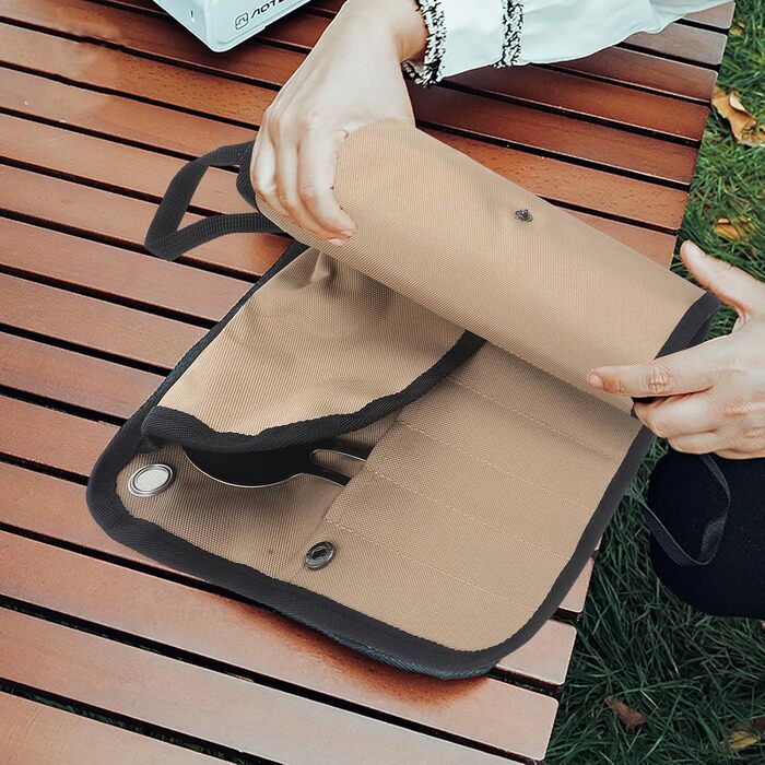 Набір посуду для пікніка та кемпінгових столових приборів Healifty з сумкою для перенесення, складний нейлоновий посуд для барбекю та походів на свіжому повітрі