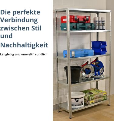 Система стелажів SCHULTE з 5 полицями PowerMAX, вантажопідйомність 65 кг, 190x100x40 см (ВxШxГ), оцинкована, полиця для зберігання, полиця для майстерні, полиця для підвалу, полиця для гаража, металева полиця