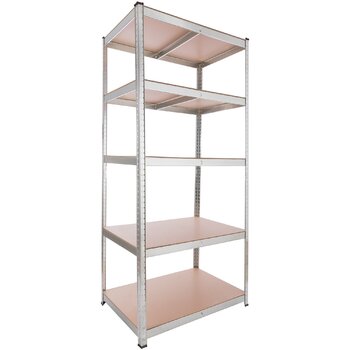 Полиця Arebos для важких умов експлуатації 200x90x60 см Вантажопідйомність 875 кг 5 полиць з МДФ Легке складання за допомогою вставної системи Оцинкована